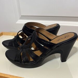 Eurosoft by Sofft Black Multi-Strap Open-Toe Mule size 9M Leather upper